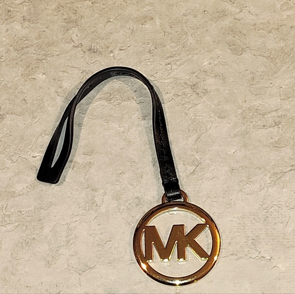 NEW BUNDLE MICHAEL KORS GOLD TONE MK BLACK & TAN LEATHER SIGNATURE BAG CHARMS - Picture 3 of 14